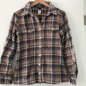 Patagonia Women’s Flannel (Plum, Navy, Gold Pattern)